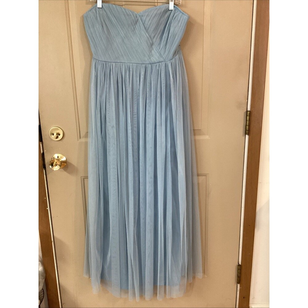Anaya With Love Petite Strapless Floor Length Gown Dress Blue Tulle US Size 12